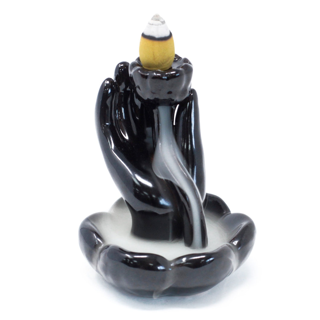 holding lotus ceramic backflow incense burner holder natural remedies burnmymood uk