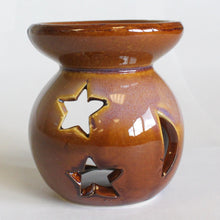 Load image into Gallery viewer, Ceramic ying yang sun star oil wax fragrance burners medium natural eco-friendly vegan 
